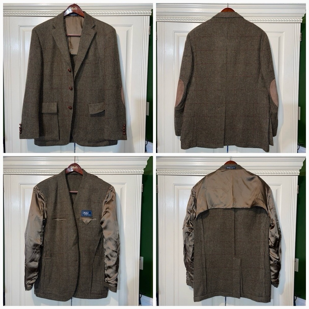 Polo Ralph Lauren Blazer Men 44R Brown Alpaca Wool Leather Knot Buttons Jacket - Picture 3 of 13